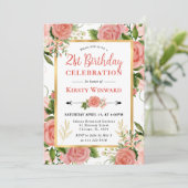Waterverf Roze Rozen Bloemen 21e Verjaardag Kaart (Staand voorkant)
