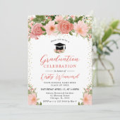 Waterverf Roze Rozen Bloemen Afstuderen Kaart (Staand voorkant)