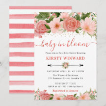 Waterverf Roze Rozen Bloemen Baby Shower