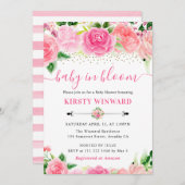 Waterverf Roze Rozen Bloemen Baby shower Kaart (Voorkant / Achterkant)