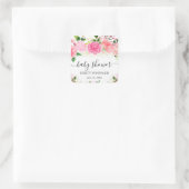 Waterverf Roze Rozen Bloemen Baby shower Vierkante Sticker (Tas)