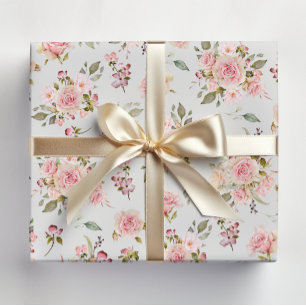 Waterverf Roze Rozen Bloemen Bloemmotief Cadeaupapier