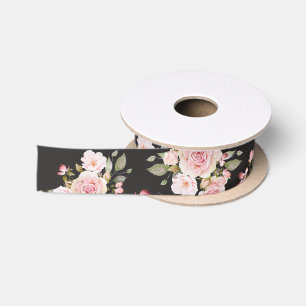 Waterverf Roze Rozen Bloemen Bloemmotief Satijnen Lint