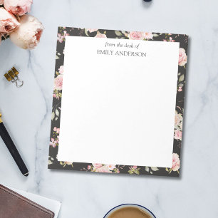 Waterverf Roze Rozen Bloemen Bloempatroon Notitieblok