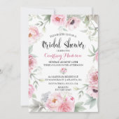 Waterverf Roze Rozen Bloemen Bruidsfeest Kaart (Voorkant)