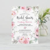 Waterverf Roze Rozen Bloemen Bruidsfeest Kaart (Staand voorkant)