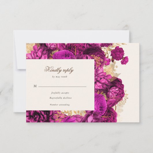 Waterverf Roze Rozen Bloemen RSVP Respons Kaart (Voorkant)