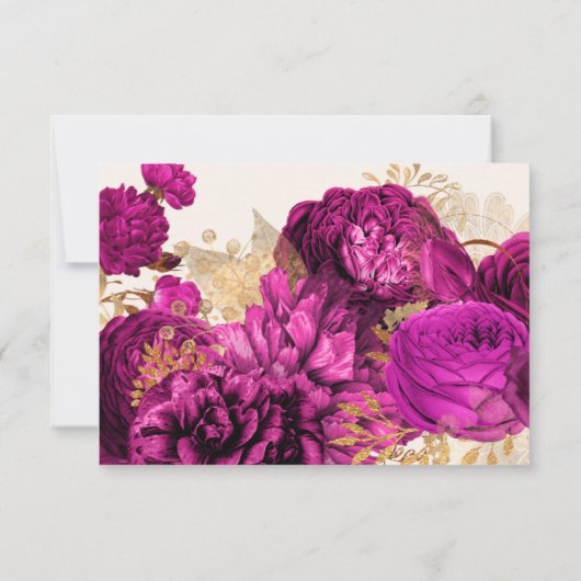 Waterverf Roze Rozen Bloemen RSVP Respons Kaart (Achterkant)