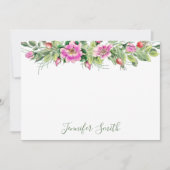 Waterverf Roze Rozen Bloemenarrangement Notitiekaartje (Voorkant)