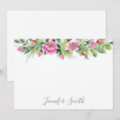 Waterverf Roze Rozen Bloemenarrangement Notitiekaartje (Voorkant / Achterkant)