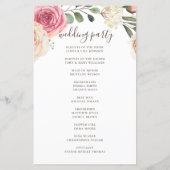 Waterverf roze rozen. Bloemig trouwprogramma (Achterkant)