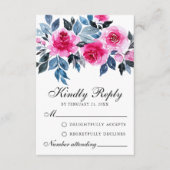 Waterverf roze rozen botanische bruiloft RSVP Kaar Advieskaart (Voorkant)