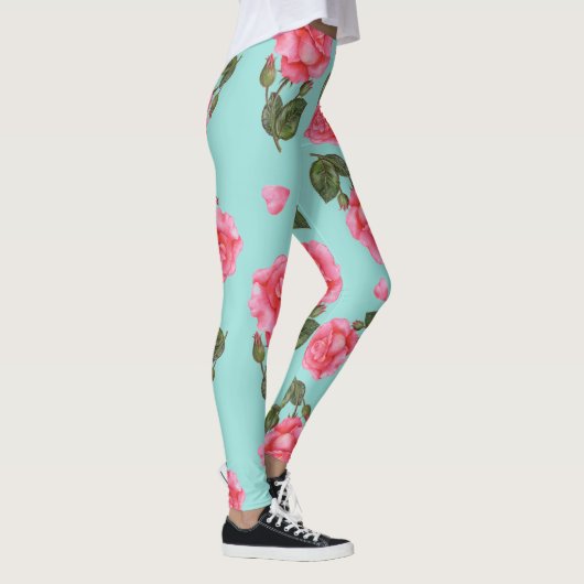 Waterverf roze rozen Botanische illustratie Leggings (Rechts)
