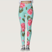 Waterverf roze rozen Botanische illustratie Leggings (Voorkant)