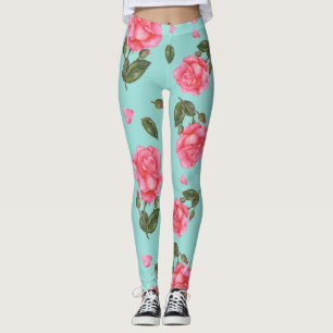 Waterverf roze rozen Botanische illustratie Leggings