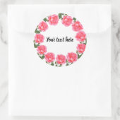 Waterverf roze rozen Botanische illustratie Ronde Sticker (Tas)