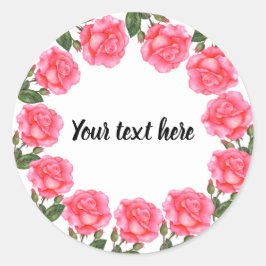 Waterverf roze rozen Botanische illustratie Ronde Sticker