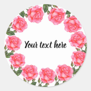 Waterverf roze rozen Botanische illustratie Ronde Sticker