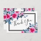 Waterverf Roze Rozen Bruiloft Dank u Kaart (Voorkant / Achterkant)