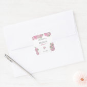Waterverf roze rozen bruiloft feest vierkante sticker (Envelop)