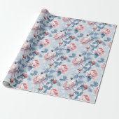  Waterverf Roze rozen Cadeaupapier (Uitgerold)