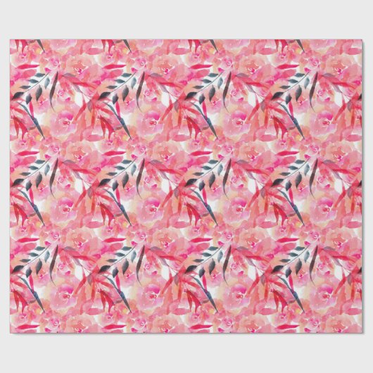 Waterverf Roze rozen Cadeaupapier (Vlak)