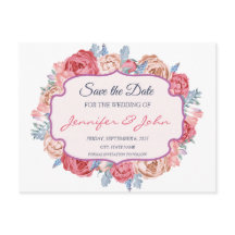 Waterverf Roze Rozen Chic Trouw Save the Date