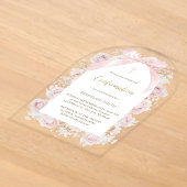waterverf roze rozen Communie Acryl Uitnodigingen (Laagn)