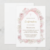 waterverf roze rozen Communie Kaart (Voorkant / Achterkant)