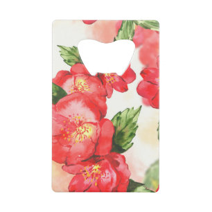 Waterverf Roze rozen Creditkaart Flessenopener