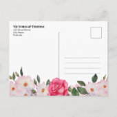 Waterverf roze rozen die de datum bewaren aankondigingskaart (Achterkant)