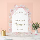 waterverf roze rozen Doop Acryl Bord (Huwelijk)