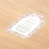 waterverf roze rozen Doop Acryl Uitnodigingen (Laagn)