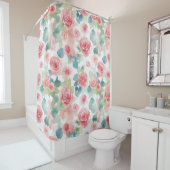 Waterverf Roze rozen Douchegordijn (In situ)