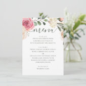 Waterverf roze rozen. Elegante bloemige bruiloft Menu (Staand voorkant)