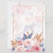 Waterverf roze rozen en blauwe rode bruiloft kaart (Achterkant)