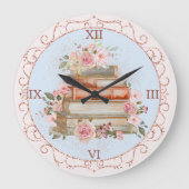 Waterverf  Roze Rozen en Boek Bloemen Grote Klok (Voorkant)