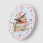 Waterverf Roze Rozen en Boek Bloemen Grote Klok (Hoek)