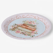 Waterverf Roze Rozen en Boek Bloemen Papieren Bordje (Gekanteld)