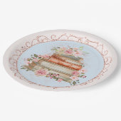 Waterverf  Roze Rozen en Boek Bloemen Papieren Bordje (Gekanteld)