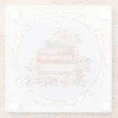 Waterverf  Roze Rozen en Boeken Bloemen Glazen Onderzetter (Achterkant)