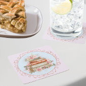 Waterverf  Roze Rozen en Boeken Bloemen Kartonnen Onderzetters