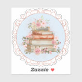 Waterverf  Roze Rozen en Boeken Bloemen Sticker (Vel)