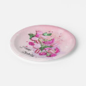 Waterverf roze rozen en Franse Macarons Birthday Papieren Bordje (Gekanteld)