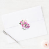 Waterverf roze rozen en Franse Macarons Birthday Ronde Sticker (Envelop)