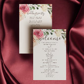 Waterverf roze rozen. Floral bruiloft