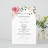 Waterverf roze rozen. Floral bruiloft (Staand voorkant)