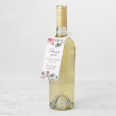 Waterverf roze rozen. Floral bruiloft bedankt Flessenhanger (Schuin)