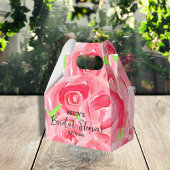 Waterverf roze rozen Floral Gable Bedankdoosjes