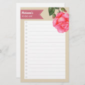 Waterverf roze rozen Floral om lijst te doen Briefpapier (Voorkant / Achterkant)